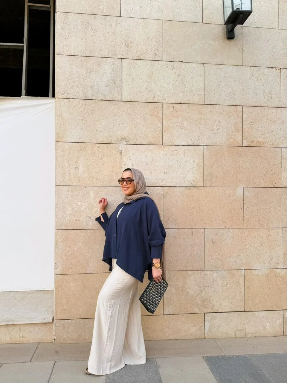 Navy flowy blouse