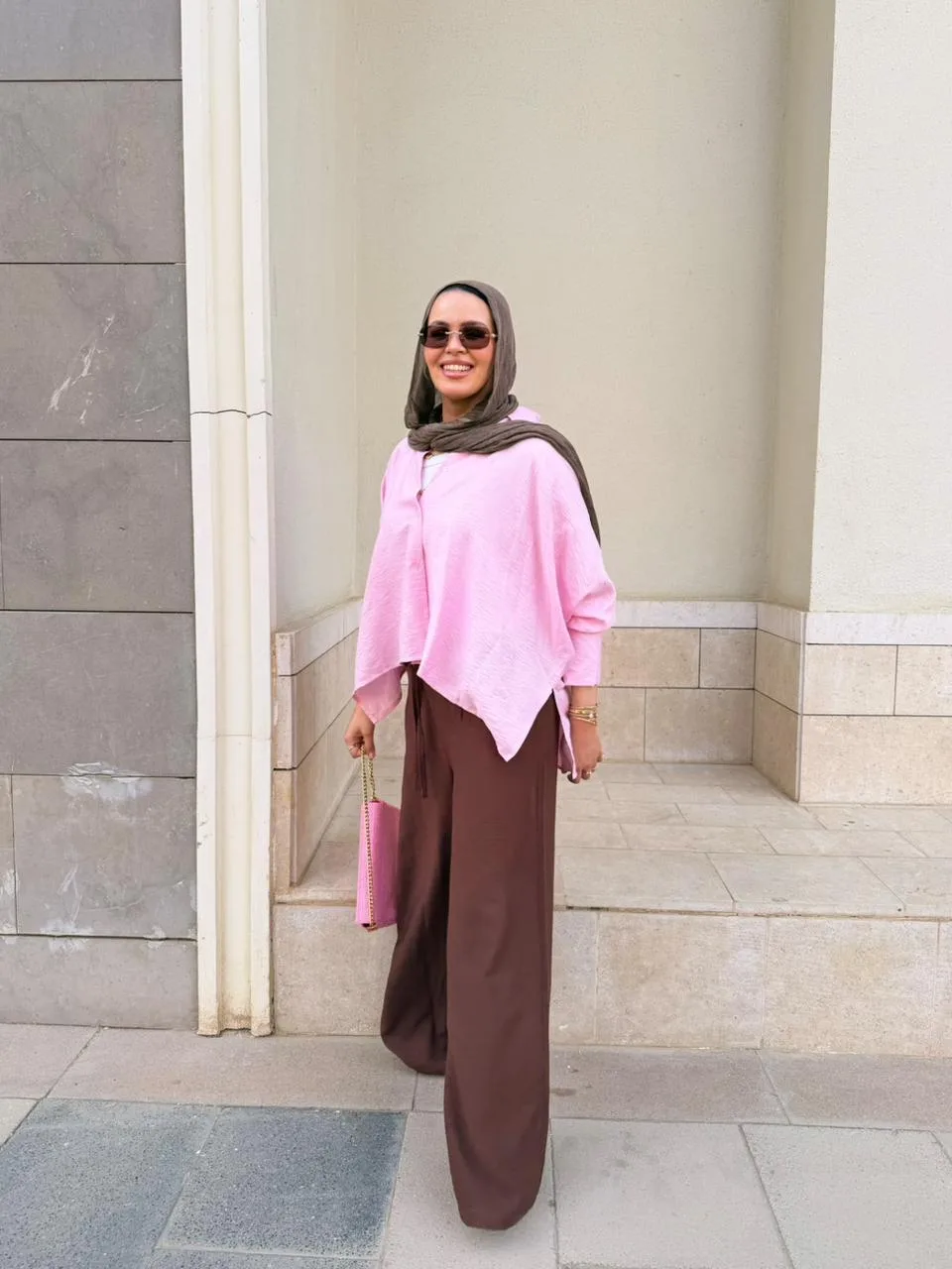 Powder rose flowy blouse