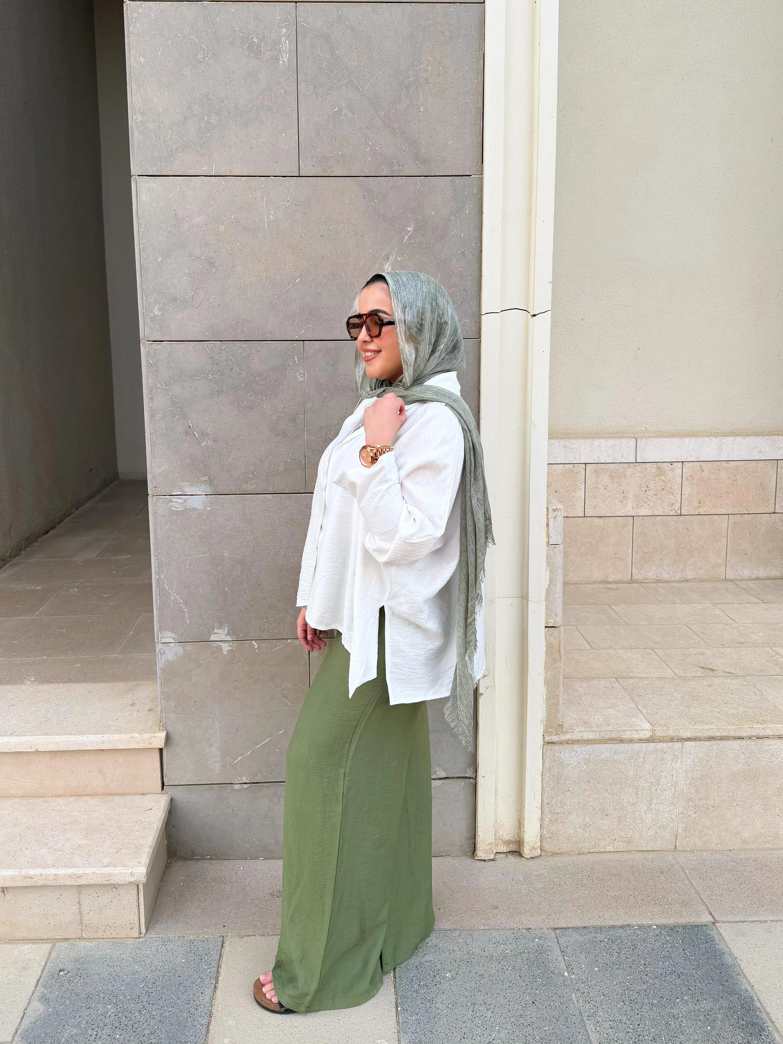 Olive linen pants