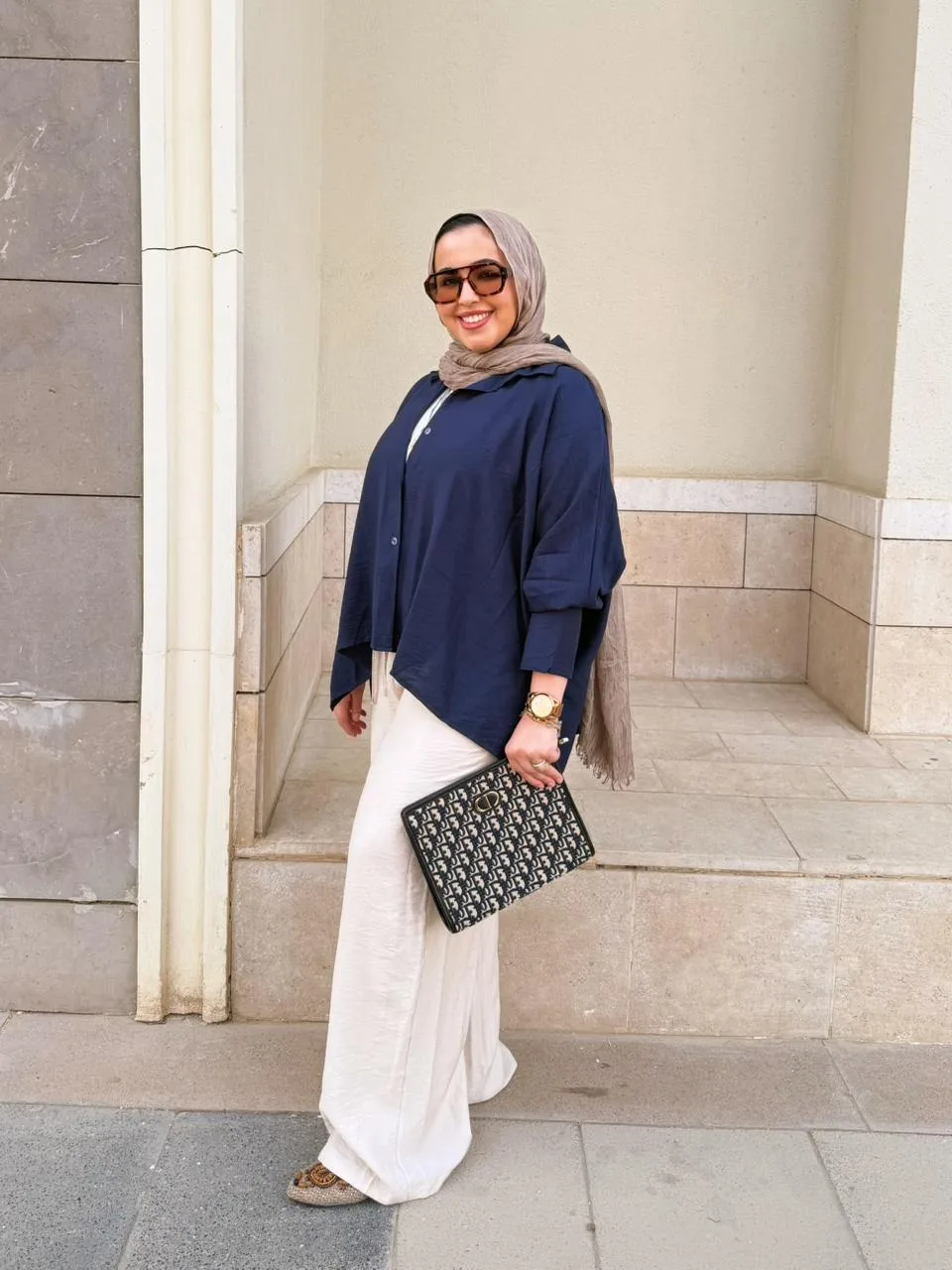 Navy flowy blouse