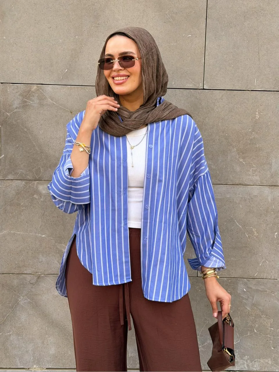 blue striped shirt
