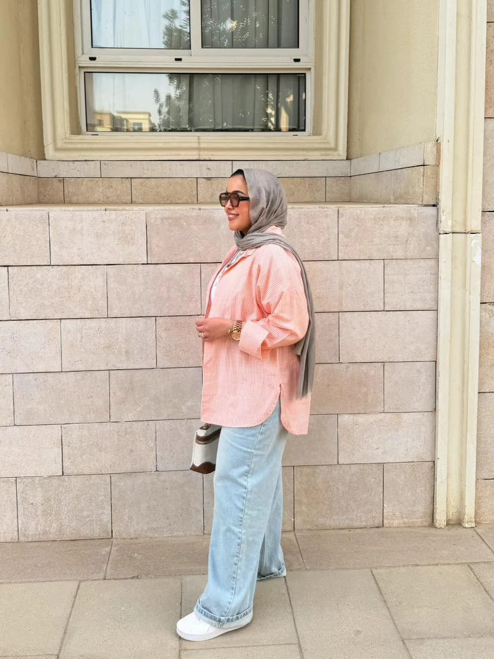 orange striped shirt