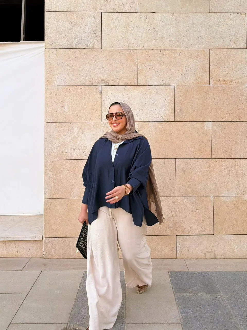 Navy flowy blouse