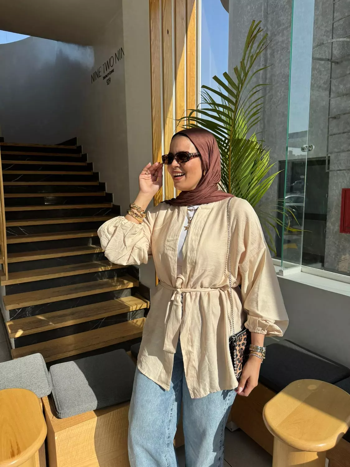 Beige linen cardigan