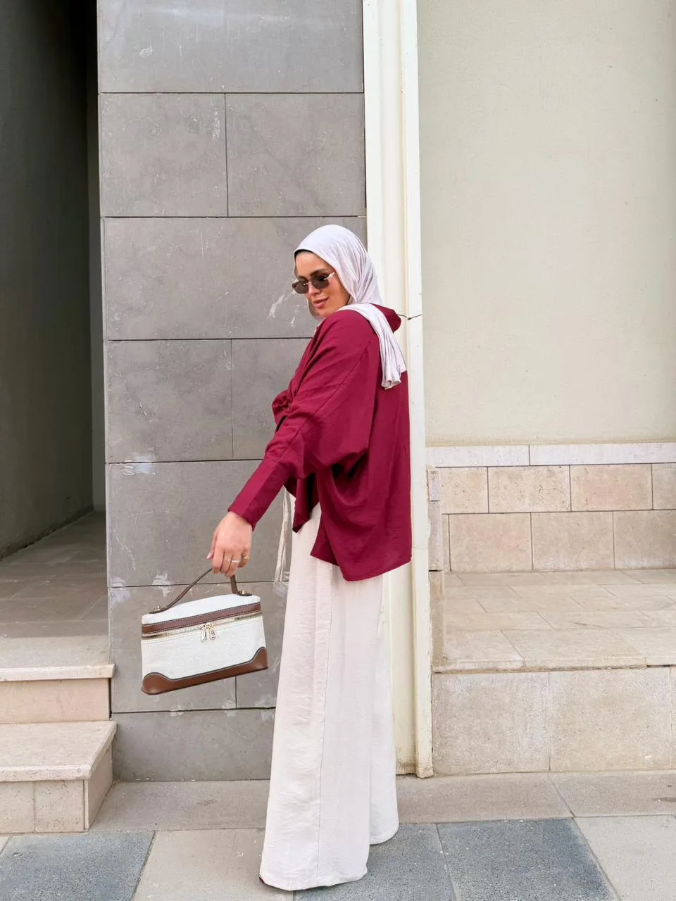 burgundy flowy blouse