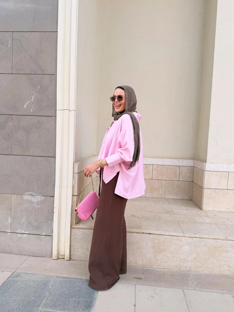 Powder rose flowy blouse