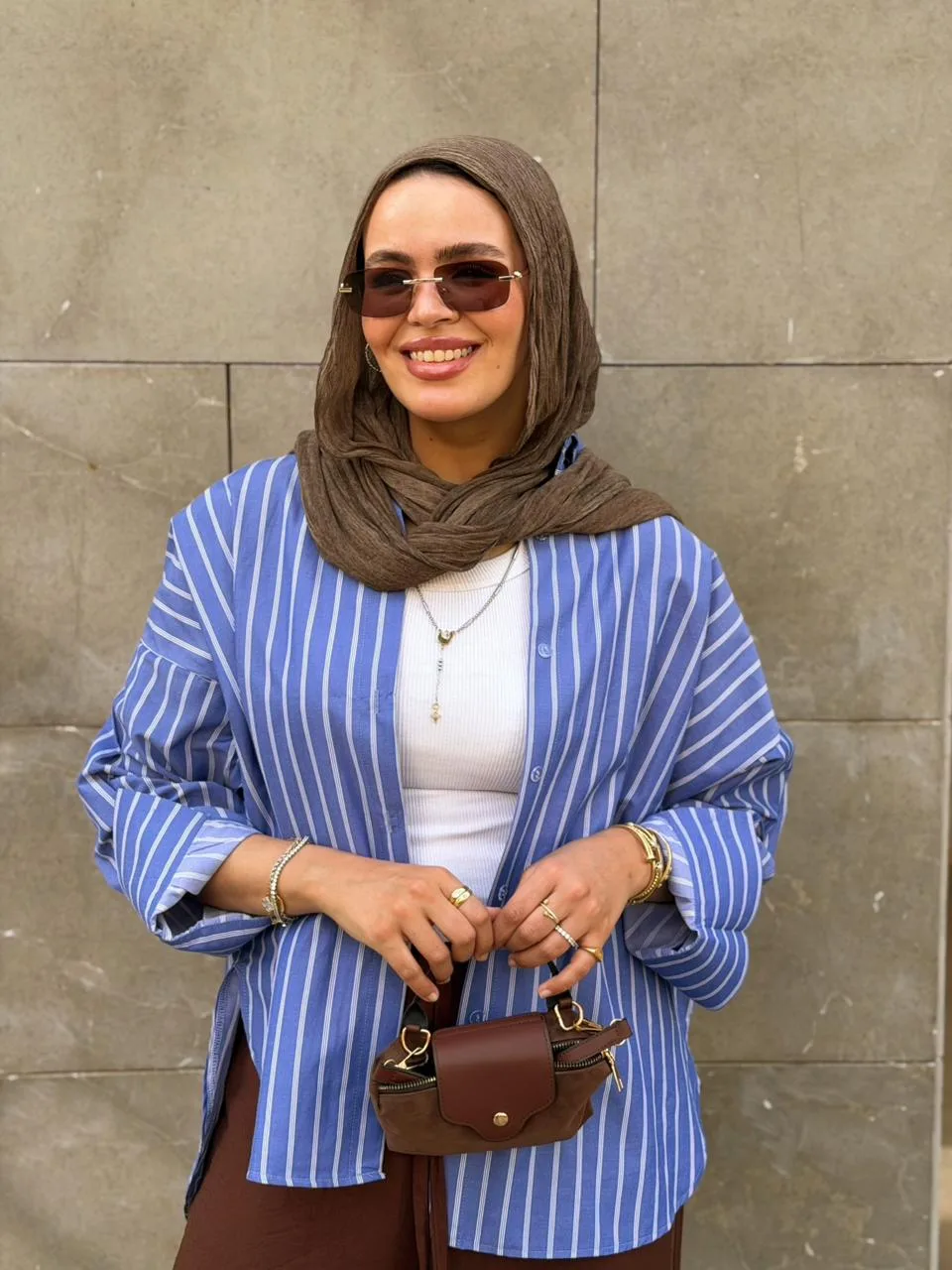 blue striped shirt